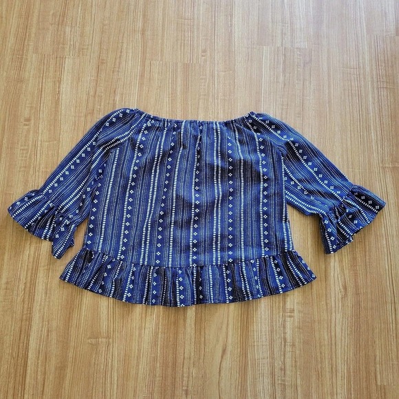 Sanctuary Shirt Womens Small Cobalt Blue Off Shoulder With 3/4 Length Sleeves - Picture 8 of 8